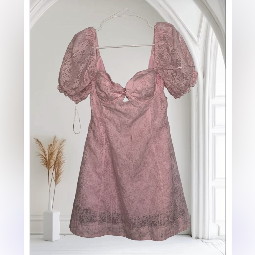SWEET POT Chic Pink Lace Mini Dress